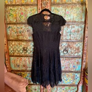BB Dakota Rhianna Illusion Yoke Lace Fit & Flare Black Dress 4